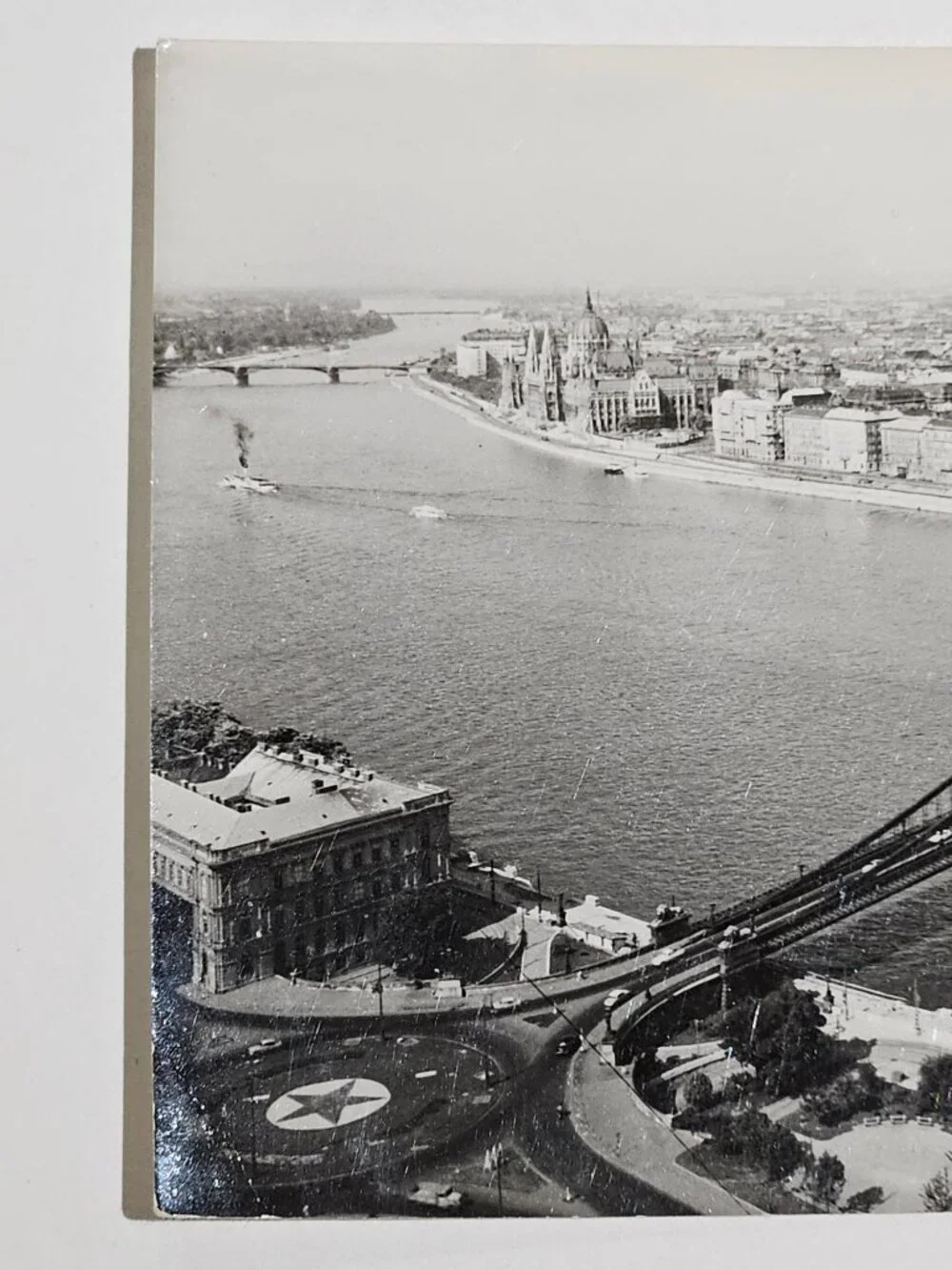 Széchenyi Chain Bridge spanning the Danube River in Budapest Hungary Postcard
